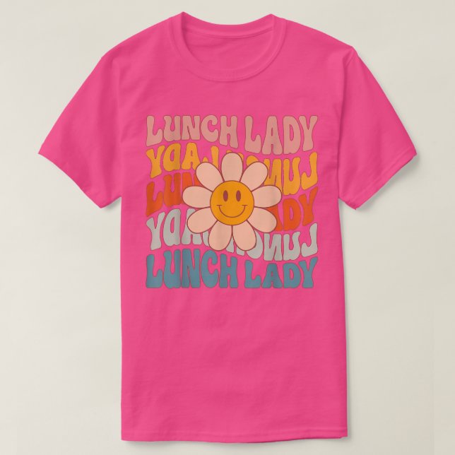 Retro Daisy Groovy Lunch Lady Cafeteria First 100  T-Shirt (Design Front)