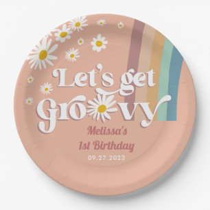 Retro Daisy Let's get Groovy Birthday Paper Plate