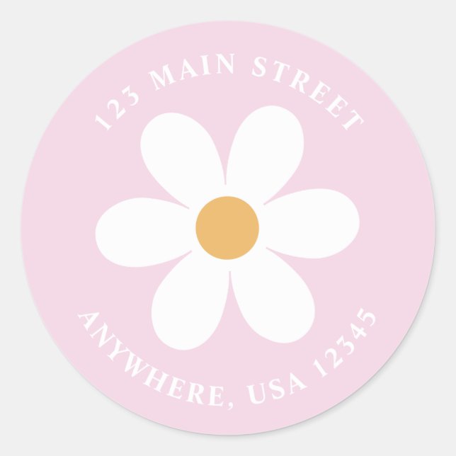 Retro daisy lilac boho return address label (Front)