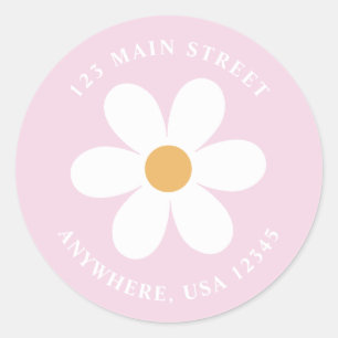 Retro daisy lilac boho return address label