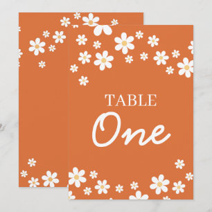 Retro Daisy Orange Bridal Shower Table Numbers