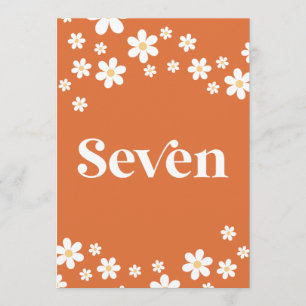 Retro daisy orange bridal shower table seven invitation