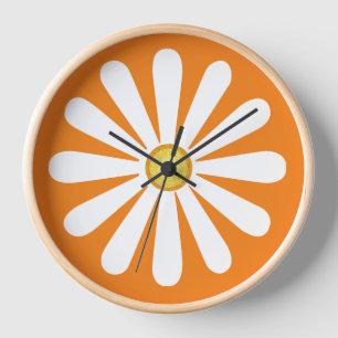 Retro daisy orange clock