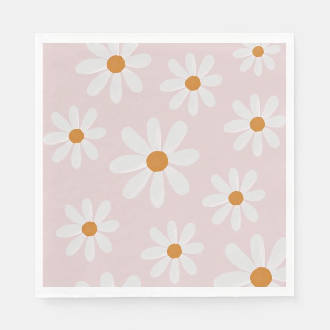 Retro Daisy Party Napkin (Front)