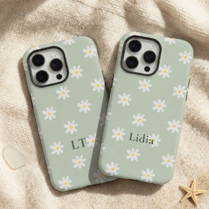Retro Daisy Pattern Bridesmaid Mum Teacher Initial