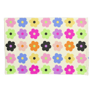 Retro Daisy Pattern Colourful Minimalist Floral Pillowcase