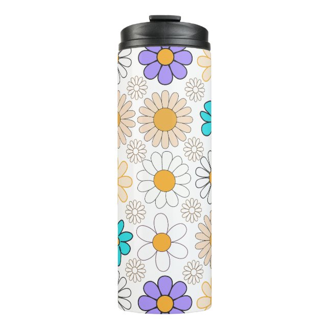 Retro Daisy Pattern Simple.01. No BG Thermal Tumbler (Front)