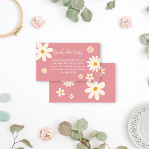 Retro daisy pink desert baby shower books request enclosure card