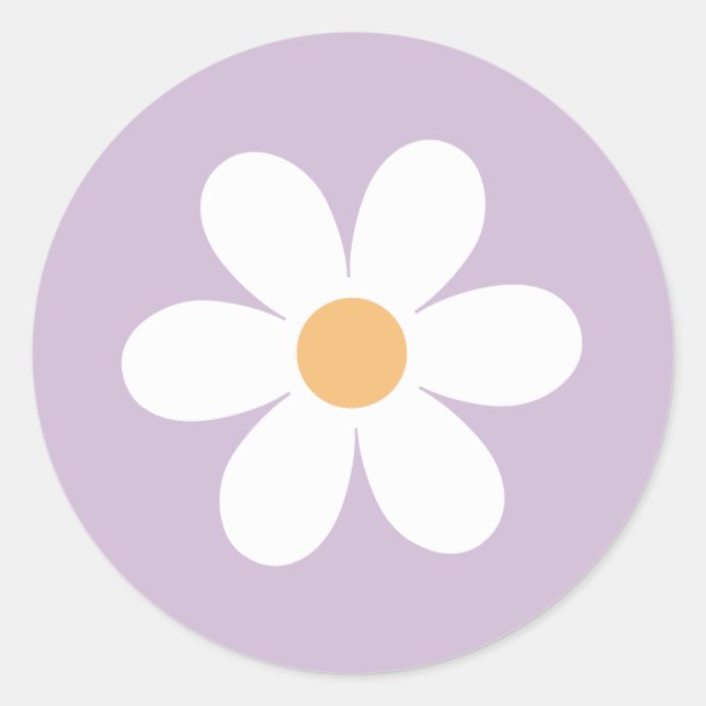 Retro Daisy purple Classic Round Sticker (Front)