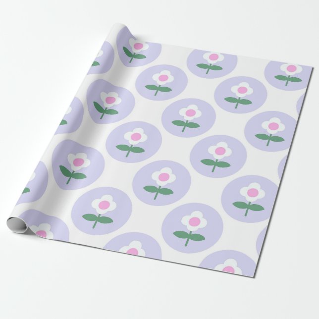 Retro Daisy Purple Teen Birthday Mothers Day Baby Wrapping Paper (Unrolled)