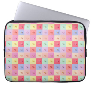 Retro daisy Red Pink Aqua Blue Floral Birthday par Laptop Sleeve