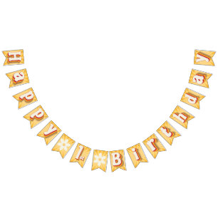 Retro Daisy Sunburst Yellow 1st Birthday Banner   