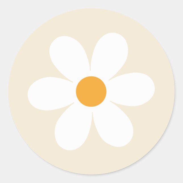 Retro daisy tan boho classic round sticker (Front)