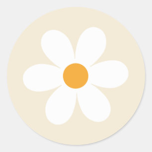 Retro daisy tan boho classic round sticker