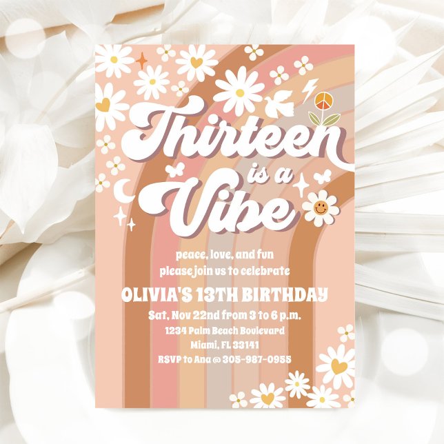 Retro Daisy Teen Birthday Invitation (Creator Uploaded)