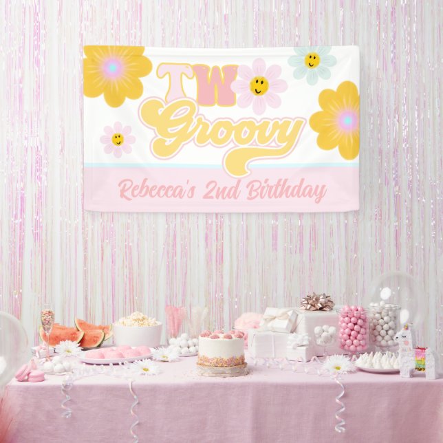 Retro Daisy Two Groovy Birthday Banner (Party)