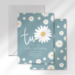 Retro Daisy Two Groovy Second Birthday Invitation