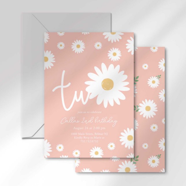 Retro Daisy Two Groovy Second Birthday Invitation (Creator Uploaded)