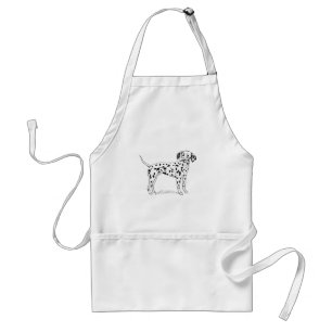 Retro Dalmatian Sketch Looking Aside Standard Apron