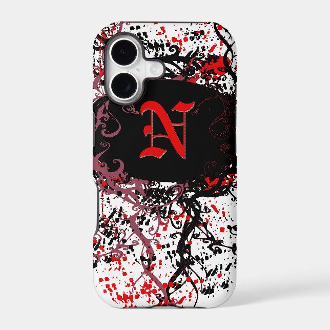 Retro Damask Pattern with Monogram Letter N (Back)
