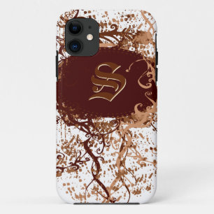 Retro Damask Pattern with Monogram Letter S iPhone 11 Case