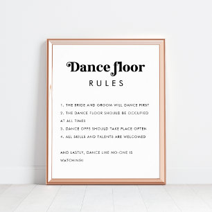 Retro Dance Floor Rules Minimalist Wedding Sign   