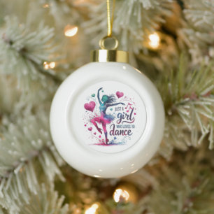 Retro Dance Just A Girl Who Loves to Dance Ceramic Ball Christmas Ornament