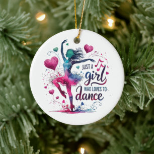 Retro Dance Just A Girl Who Loves to Dance Ceramic Tree Decoration