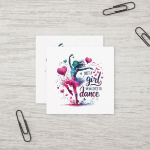 Retro Dance Just A Girl Who Loves to Dance Square Business Card