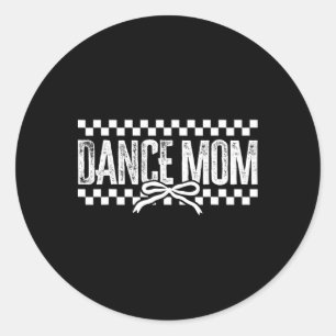 Retro Dance Mum Coquette Bow Chequered Dance Mama Classic Round Sticker