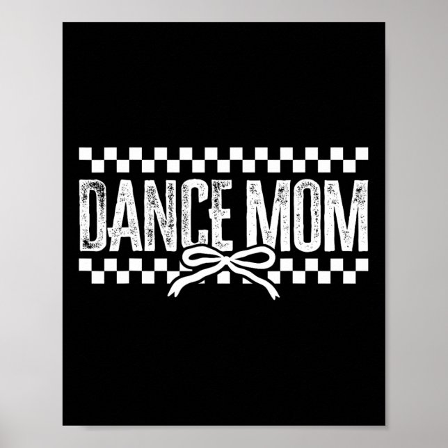 Retro Dance Mum Coquette Bow Chequered Dance Mama  Poster (Front)
