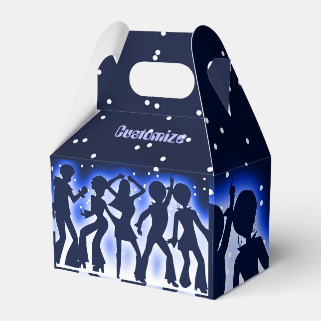 Retro Dance Party Blue Gable Favour Box (Front Side)