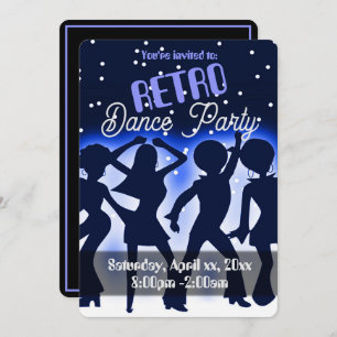Retro Dance Party Blue Invitation