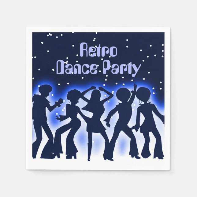 Retro Dance Party Blue Napkin (Front)