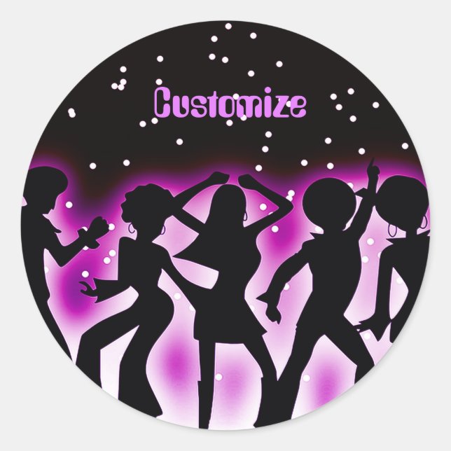 Retro Dance Party Pink Classic Round Sticker (Front)