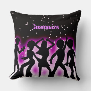 Retro Dance Party Pink Cushion