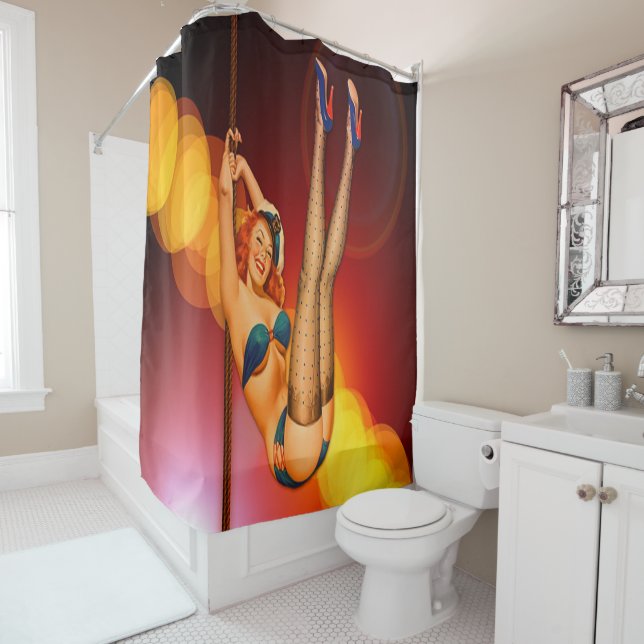 Retro Dancer Shower Curtain (In Situ)