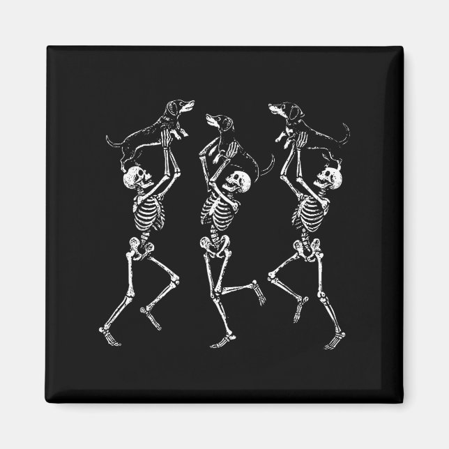 Retro Dancing Skeletons Dachshund Cute Halloween D Magnet (Front)