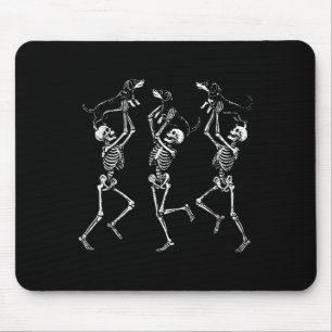 Retro Dancing Skeletons Dachshund Cute Halloween D Mouse Pad