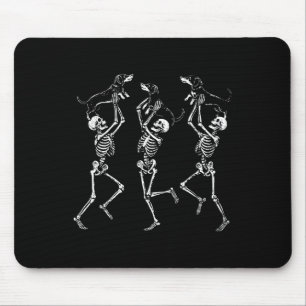 Retro Dancing Skeletons Dachshund Cute Halloween D Mouse Pad