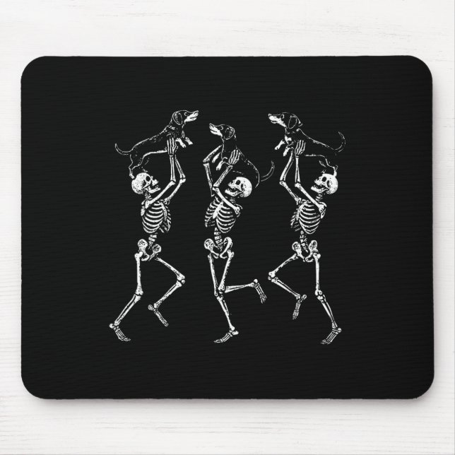 Retro Dancing Skeletons Dachshund Cute Halloween D Mouse Pad (Front)