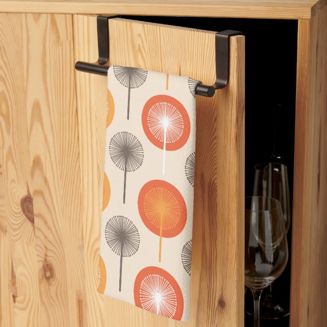 Retro Dandelion Floral Pattern Kitchen Towels (Thirds Fold)