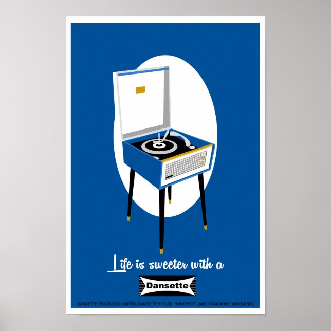 Retro Dansette record player Pop Art poster (Front)