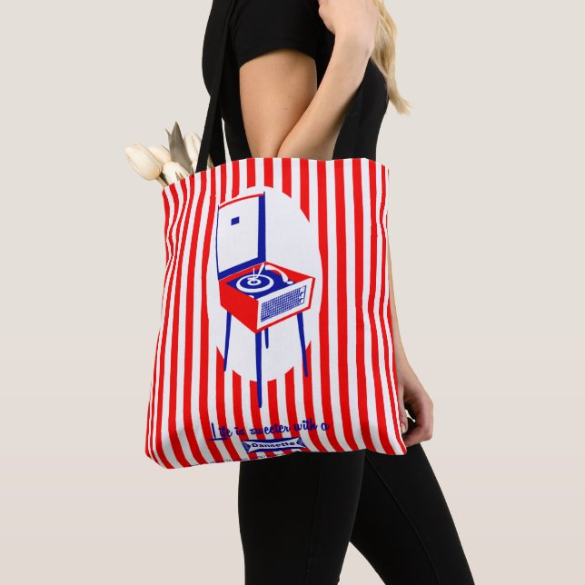 Retro Dansette record player Tote Bag (Close Up)