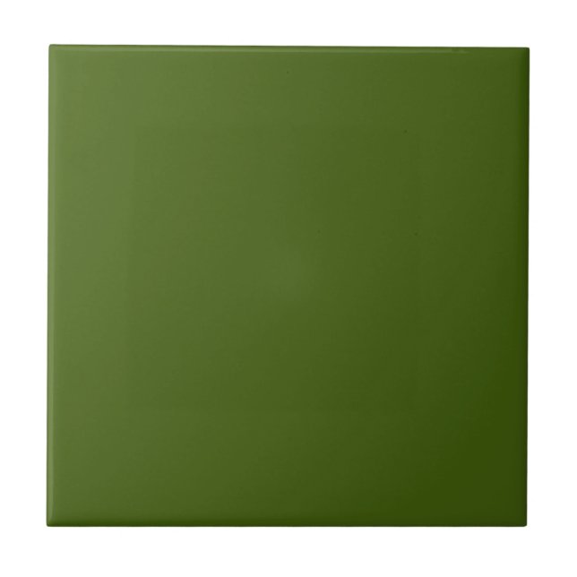 Retro Dark Avocado Green Color Tile (Front)