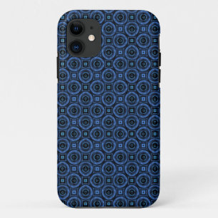 Retro Dark Blue Circles Abstract Case-Mate iPhone Case