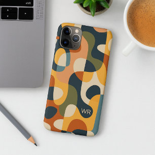 Retro Dark Colours Amorphous Shapes Art Pattern iPhone 16 Pro Max Case
