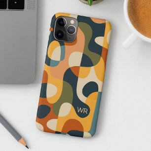 Retro Dark Colours Amorphous Shapes Art Pattern iPhone 16 Pro Max Case