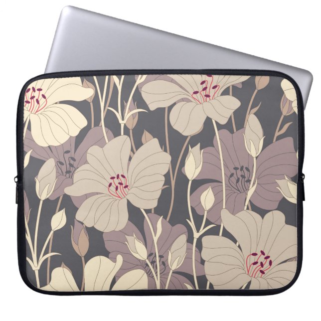 Retro Dark Floral: Seamless Pattern Laptop Sleeve (Front)