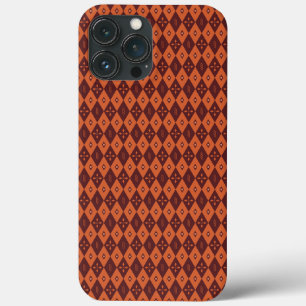 retro dark red compass rhombic pattern iPhone 13 pro max case
